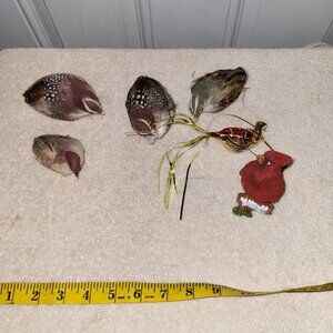 4 Vtg Christmas Ornament Bird Brown Feathers + 2 BONUS BIRDS SEE PICTURES GUC